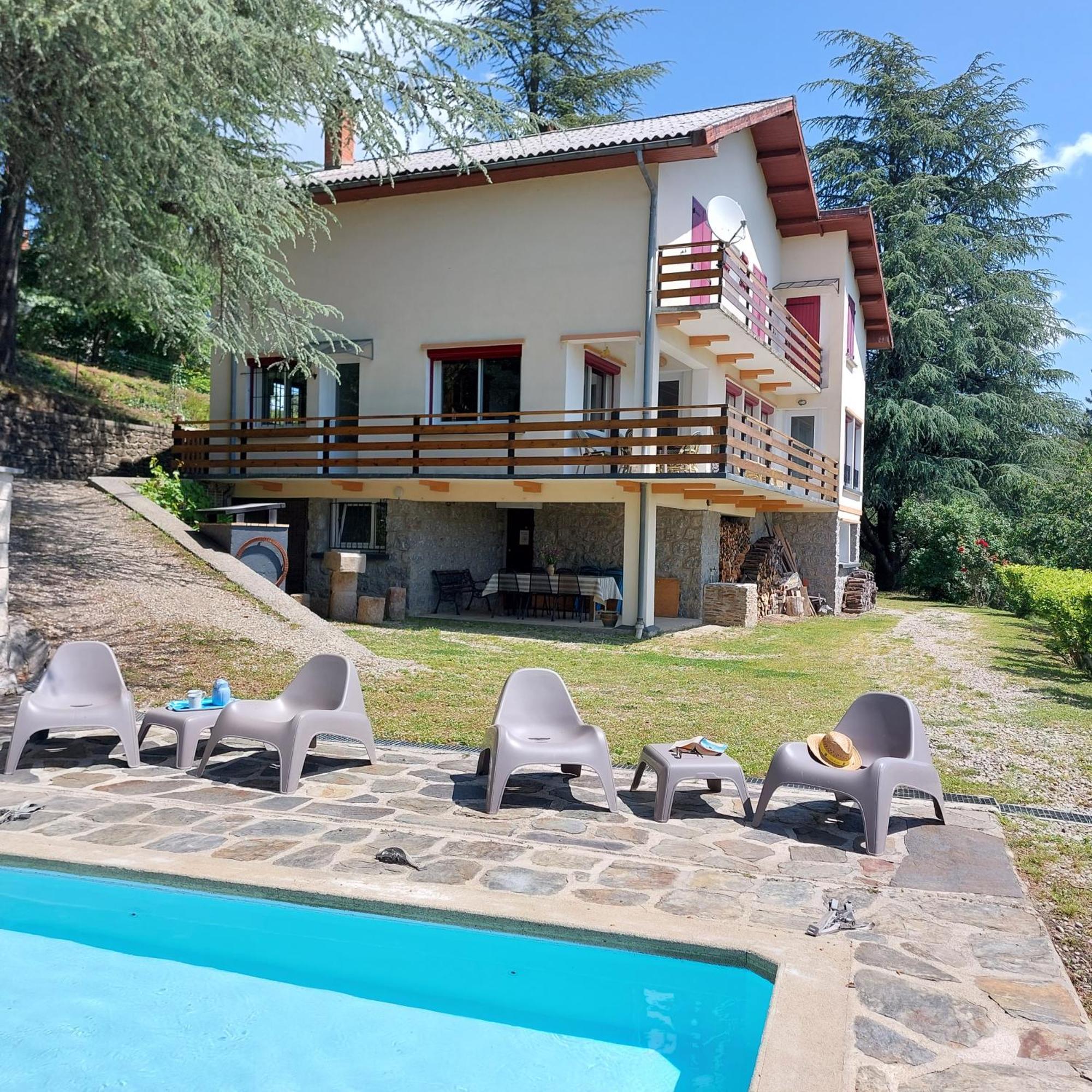 Chalet 14 Pers Avec Vue Panoramique Et Piscine Chauffee Genolhac Buitenkant foto